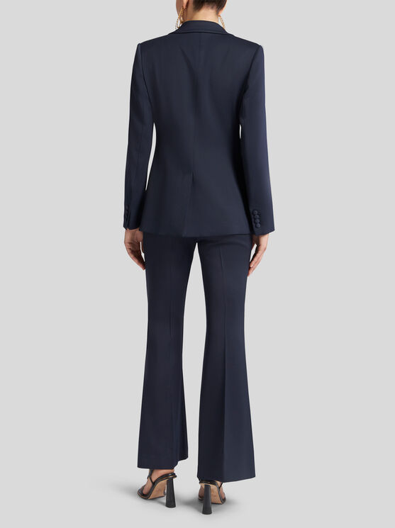 Shop Etro Gabardine Jacket With Embroidery In Navy Blue