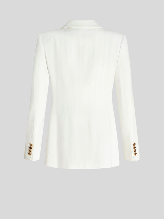 Shop Etro Slub Fabric Jacket In White