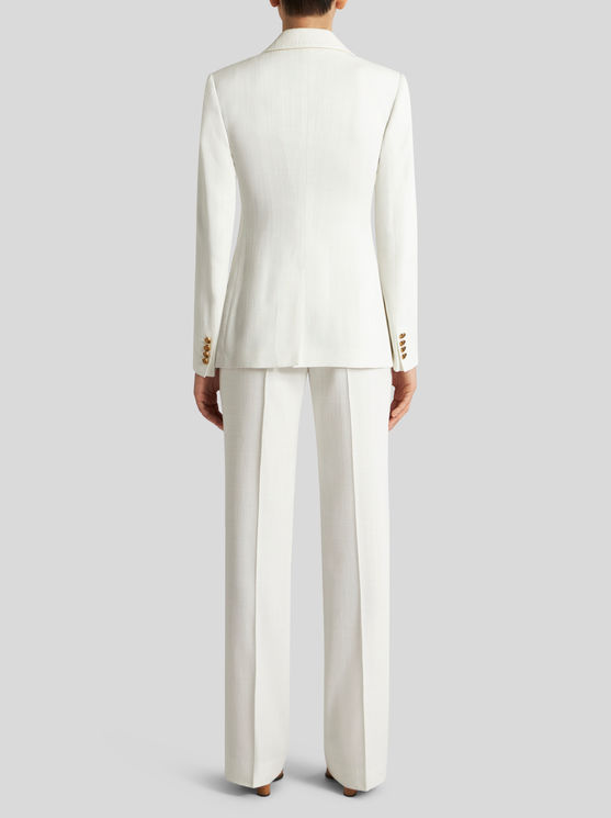 Shop Etro Slub Fabric Jacket In White