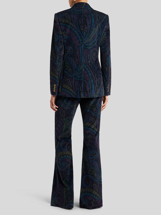 Etro Paisley Print Corduroy Double-breasted Jacket In Multi