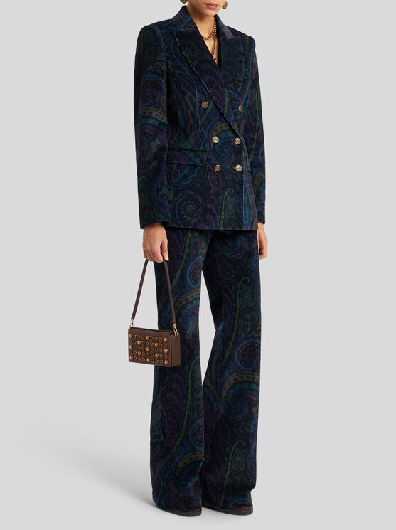 Etro Paisley Print Corduroy Double-breasted Jacket In Multi