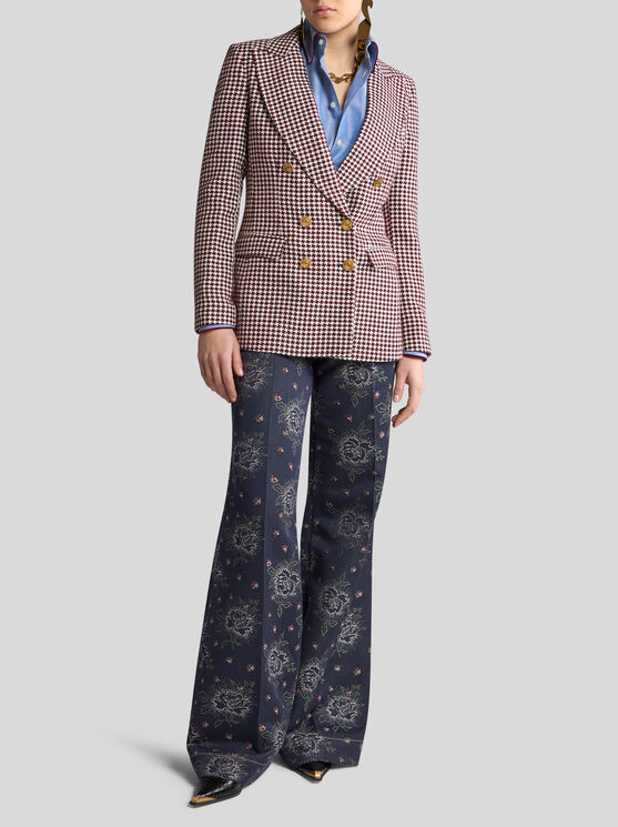 Shop Etro Double-breasted Houndstooth Jacket In White