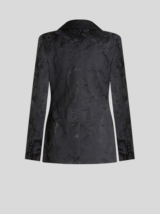 Shop Etro Zweireihiger Jacquardblazer In Schwarz