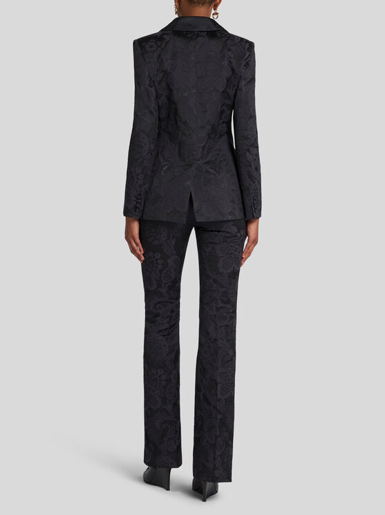 Shop Etro Zweireihiger Jacquardblazer In Schwarz