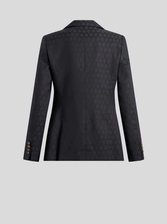 Shop Etro Wool Jacquard Jacket In Black