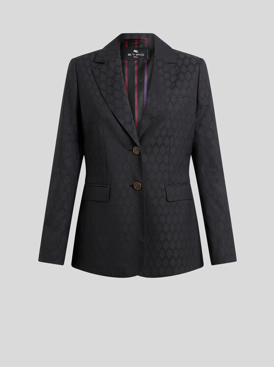 Shop Etro Wool Jacquard Jacket In Black