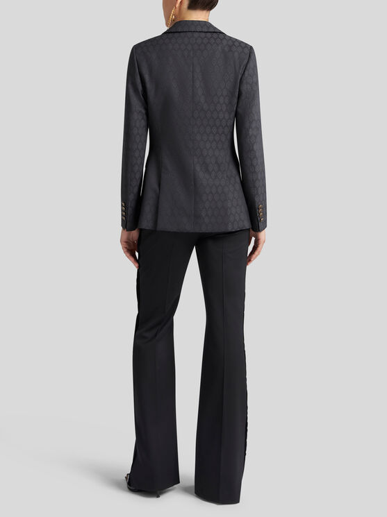 Shop Etro Wool Jacquard Jacket In Black