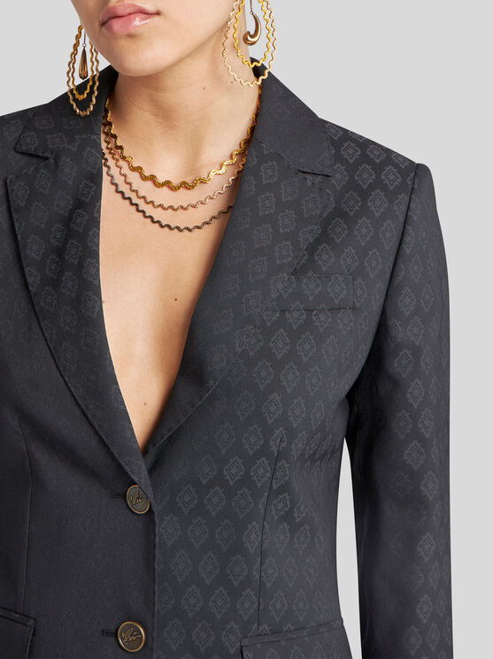 Shop Etro Wool Jacquard Jacket In Black