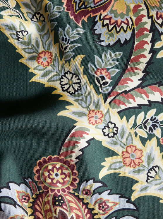 Shop Etro Silk Twill Kesa With Print In Dark Green