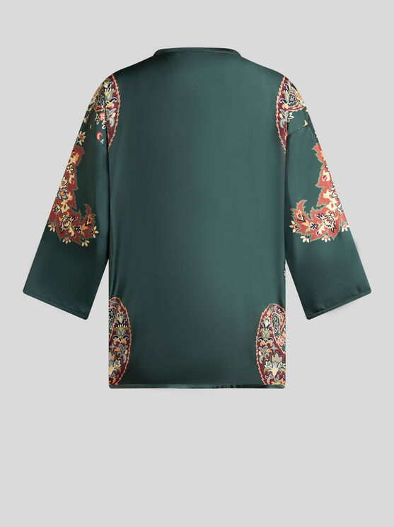 Shop Etro Silk Twill Kesa With Print In Dark Green