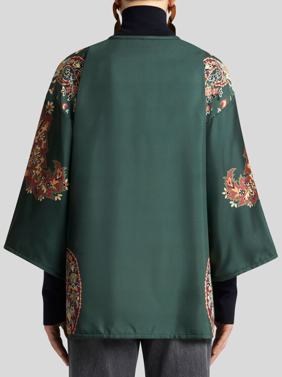 Shop Etro Silk Twill Kesa With Print In Dark Green