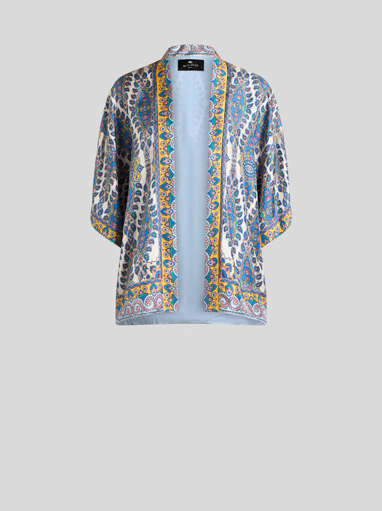 Shop Etro , Printed Twill Kesa Robe, Woman, White, Size L In Weiss