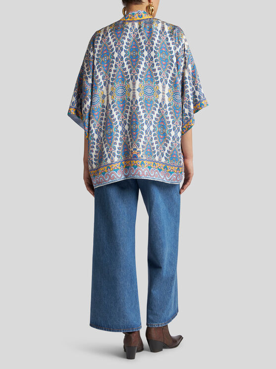 Shop Etro , Printed Twill Kesa Robe, Woman, White, Size L In Weiss