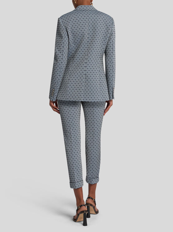 Etro Single-breasted Jacquard Jacket In Navy Blue