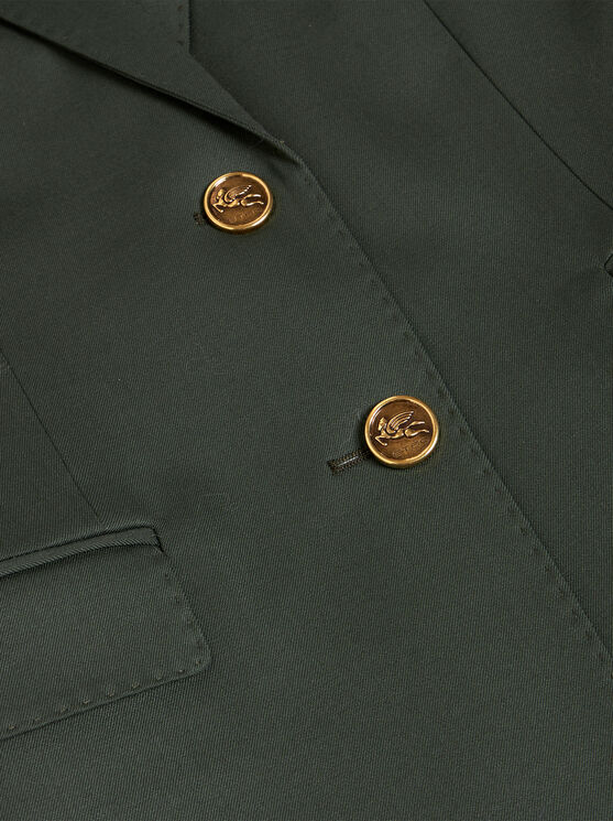 Shop Etro Wool Jacket With Pegaso Buttons In Dark Green