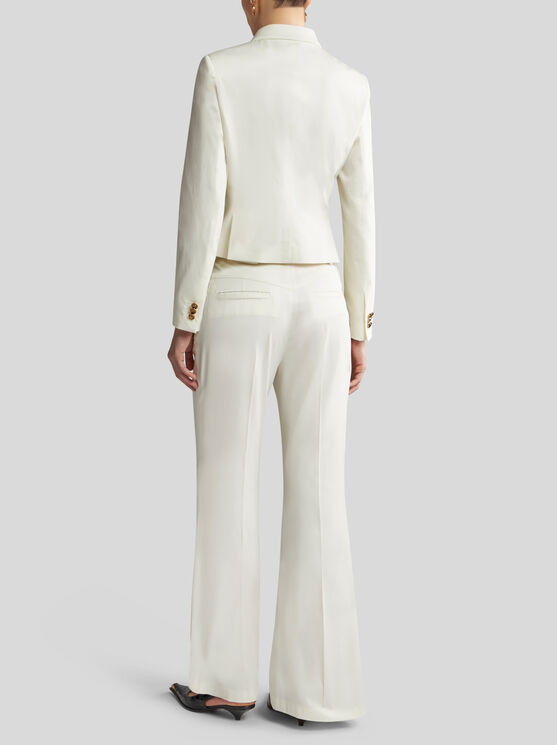 Etro Logo-embossed Buttons Double-breasted Jacket In White