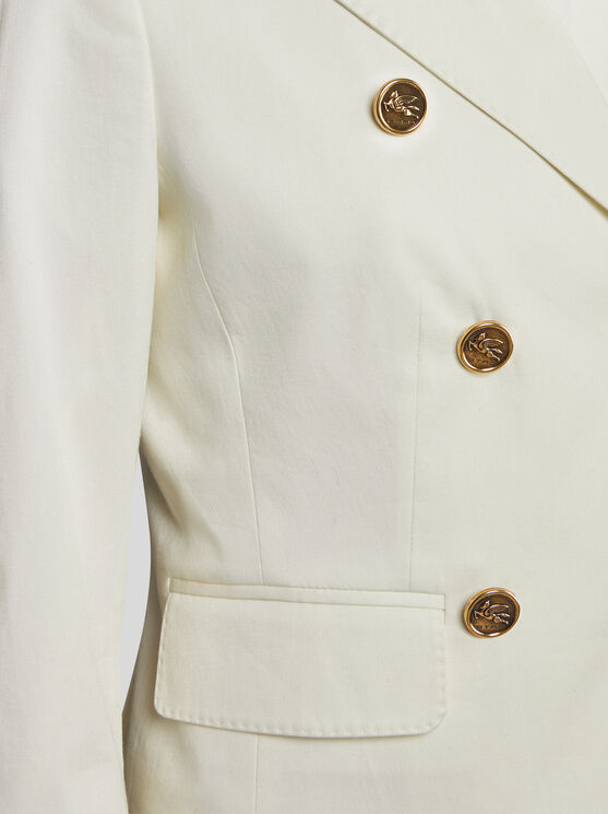 Etro Logo-embossed Buttons Double-breasted Jacket In White