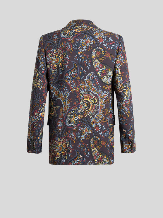 Shop Etro Jacket With Paisley Print In Black