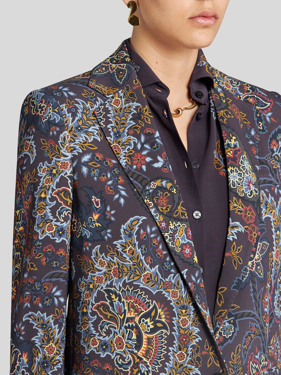 Shop Etro Jacket With Paisley Print In Black