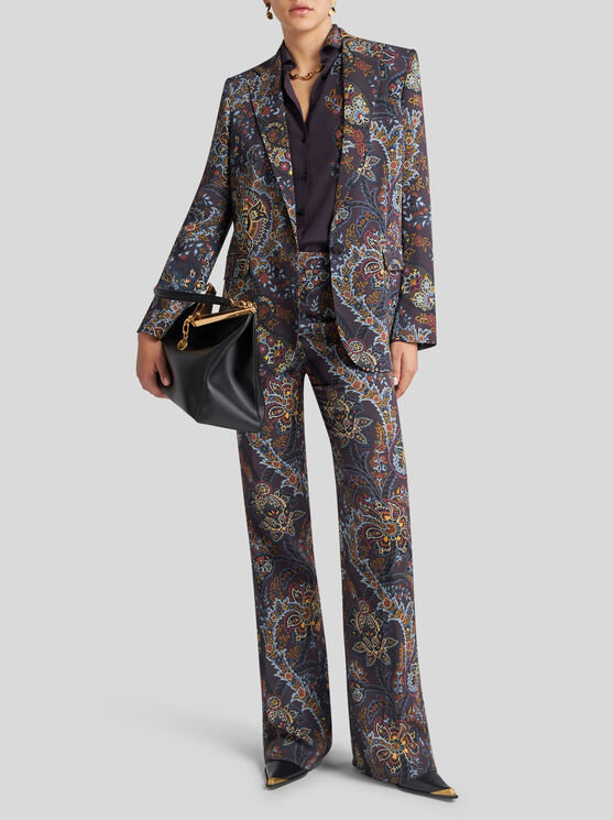 Shop Etro Jacket With Paisley Print In Black