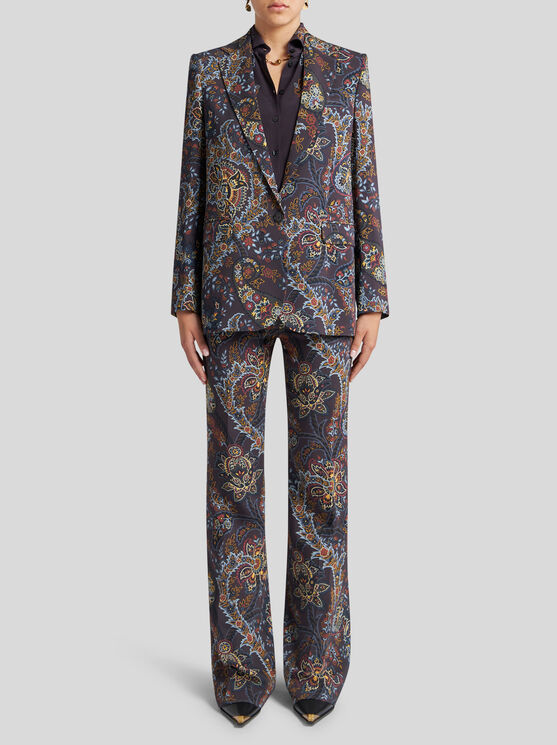 Shop Etro Jacket With Paisley Print In Black