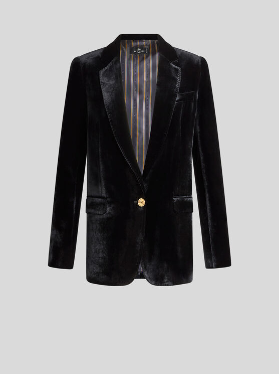 Shop Etro Velvet Jacket In Black