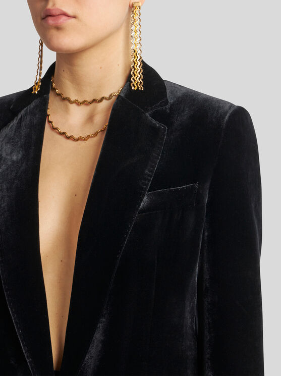 Shop Etro Velvet Jacket In Black