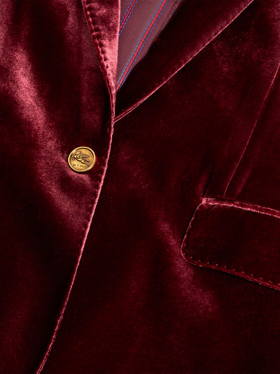 Shop Etro Velvet Jacket In Burgundy