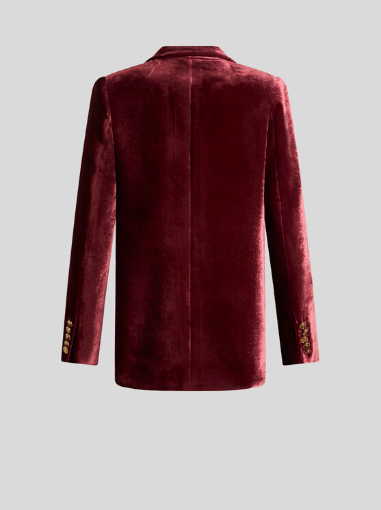 Shop Etro Velvet Jacket In Burgundy