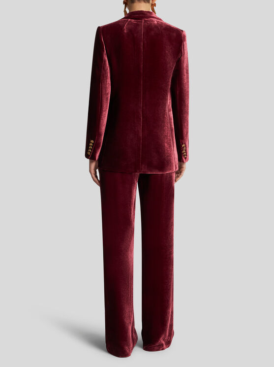 Shop Etro Velvet Jacket In Burgundy