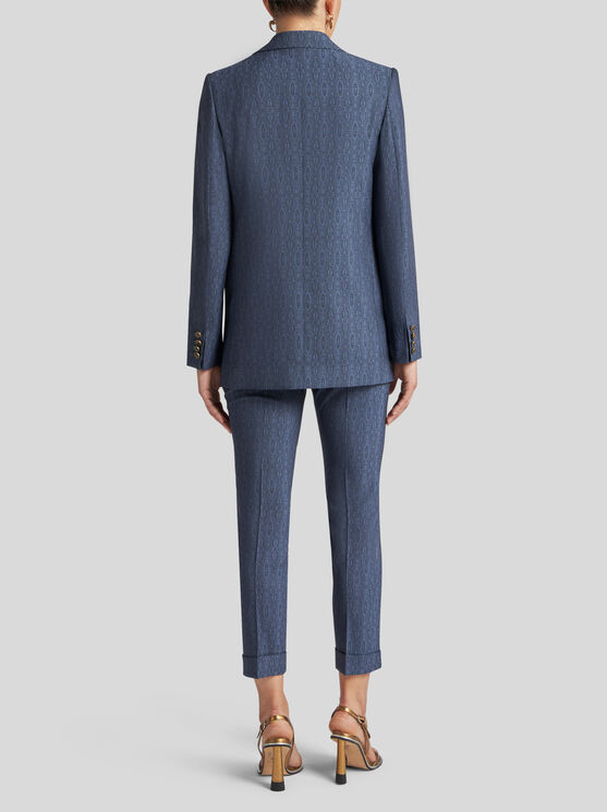 Etro Wool Jacket With Medallion Motif In Navy Blue