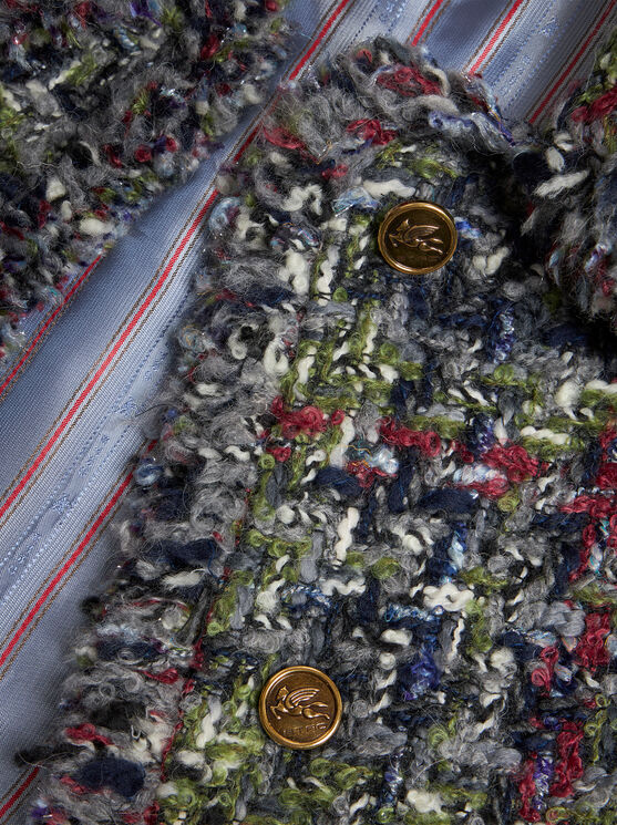 Shop Etro Bouclé Jacket With Pegaso Buttons In Multicolour