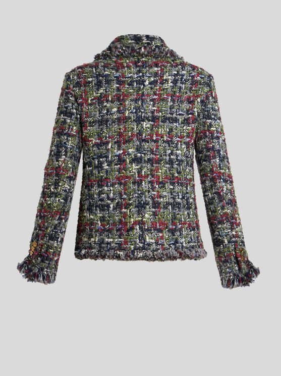 Shop Etro Bouclé Jacket With Pegaso Buttons In Multicolour