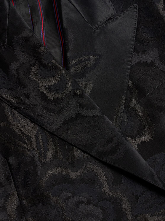 Shop Etro Jacquard-jacke Mit Fransen In Schwarz