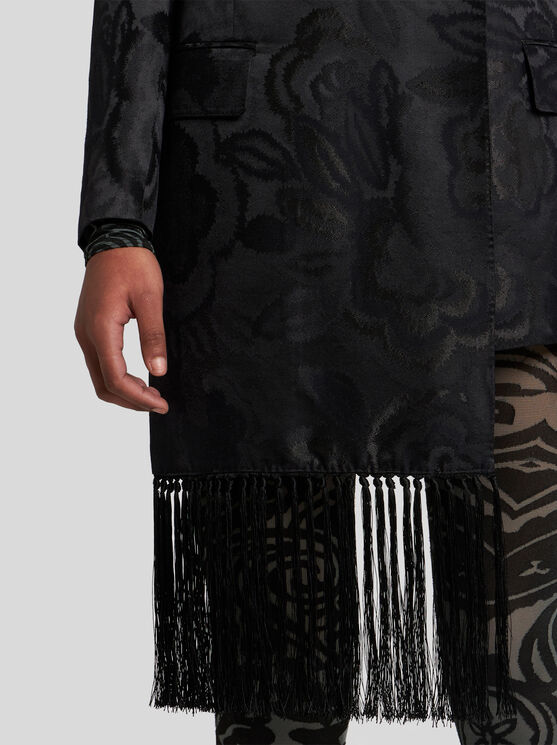 Shop Etro Jacquard-jacke Mit Fransen In Schwarz