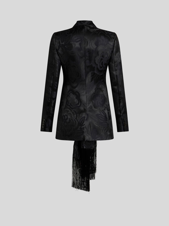 Shop Etro Jacquard Jacket With Scarf In Black