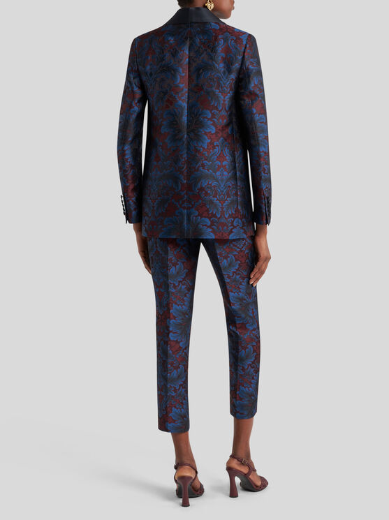 Etro Single-breasted Silk Jacquard Blazer In Burgundy