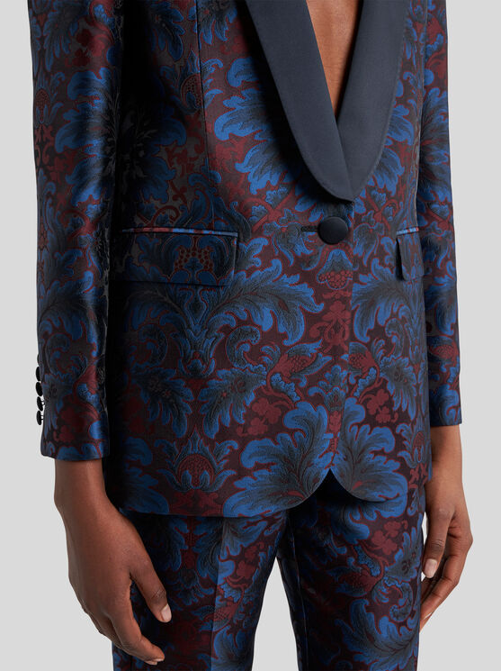 Etro Single-breasted Silk Jacquard Blazer In Burgundy