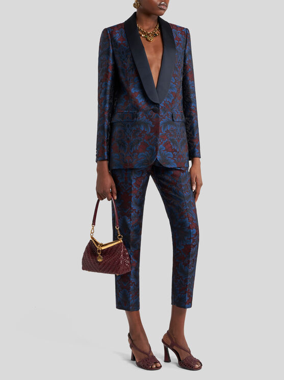 Etro Single-breasted Silk Jacquard Blazer In Burgundy