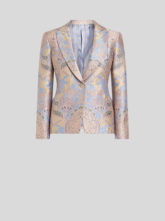 Etro , Floral Jacquard Jacket, Woman, Powder Blue, Size 44