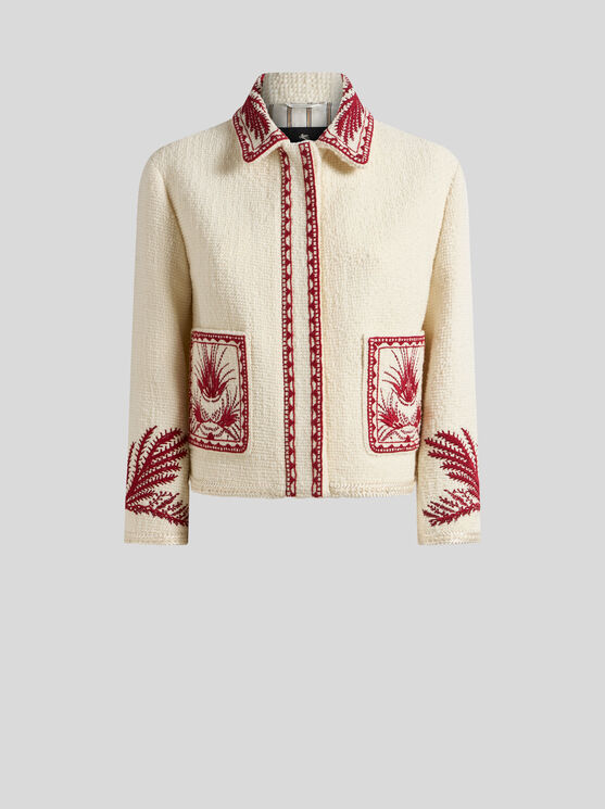 Etro Bouclé-effect Tweed Jacket In White