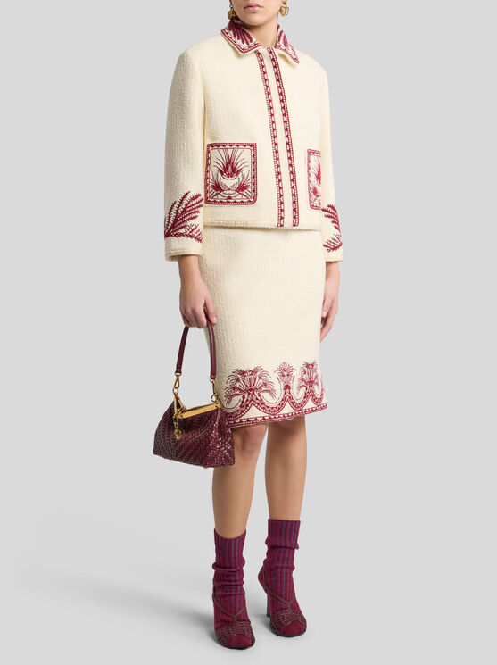 Etro Bouclé-effect Tweed Jacket In White