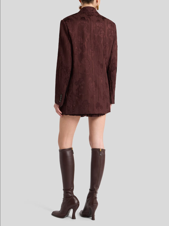 Etro , Double-breasted Wool-blend Bark-effect Jacket, Woman, Burgundy, Size 40 In Gold