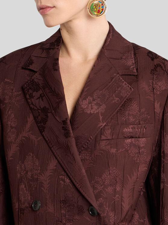 Etro , Double-breasted Wool-blend Bark-effect Jacket, Woman, Burgundy, Size 40 In Gold