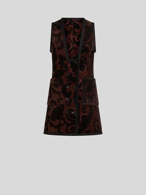 Etro , Reversible Jacquard Waistcoat, Woman, Black, Size 48 In Black
