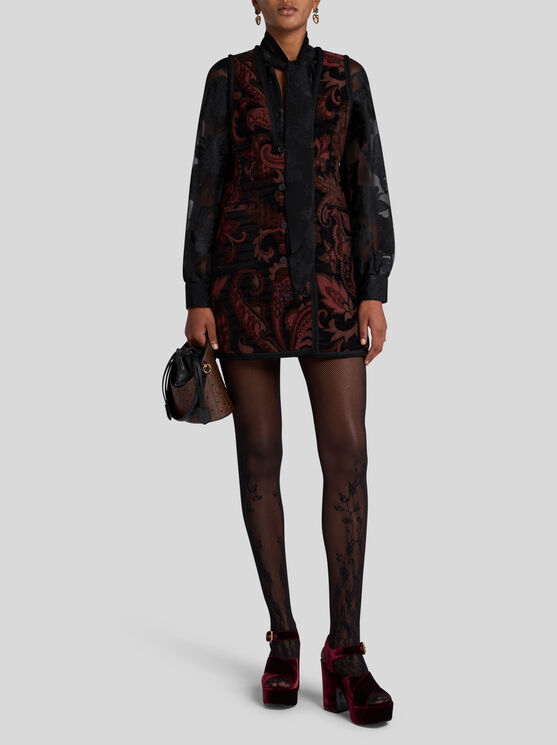 Etro , Reversible Jacquard Waistcoat, Woman, Black, Size 48 In Black