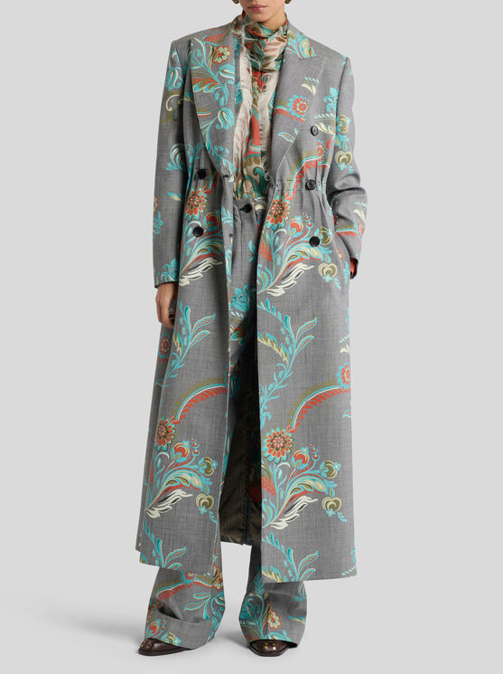 Etro , Cropped Weste Aus Einer Wollmischung Mit Narzissen-print, Damen, Grau, Grösse 40 In Purple