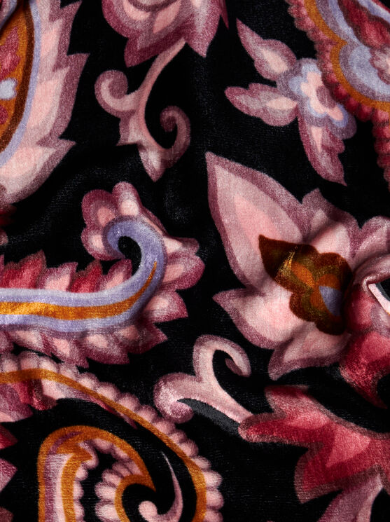 Etro Paisley Print Velvet Pants In Schwarz