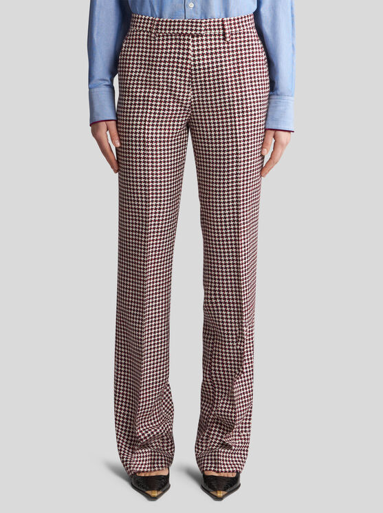 Shop Etro Houndstooth Trousers In White