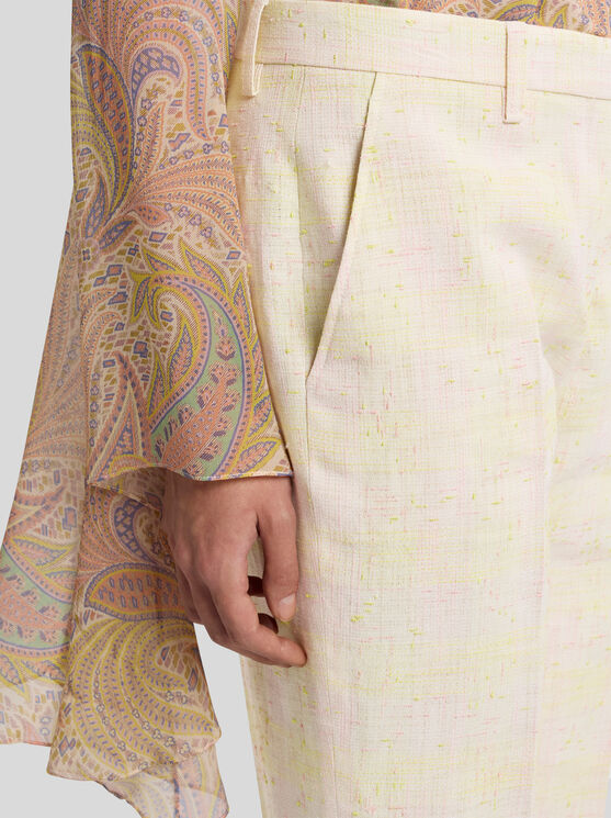 Etro , Slub Linen-blend Trousers, Woman, Beige, Size 46 In Beige